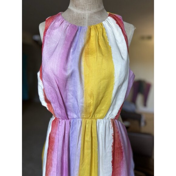 Aje Dress Size US 16 Imagination Cut Out Cocktail Party Stripe Rainbow - Picture 5 of 16